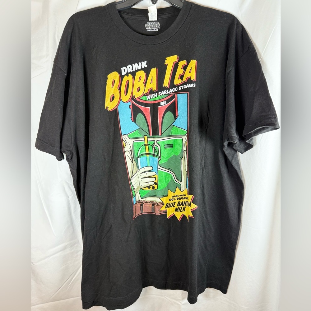Star Wars Black Boba Tea Bobafett Graphic T-Shirt - Men’s XXL 2XL - EUC